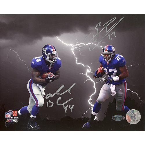 Steiner Sports NFL Brandon Jacobs Ahmad Bradshaw Dual Thunder and Lightning Collage Autographed 8-by-10-Inch Photograph