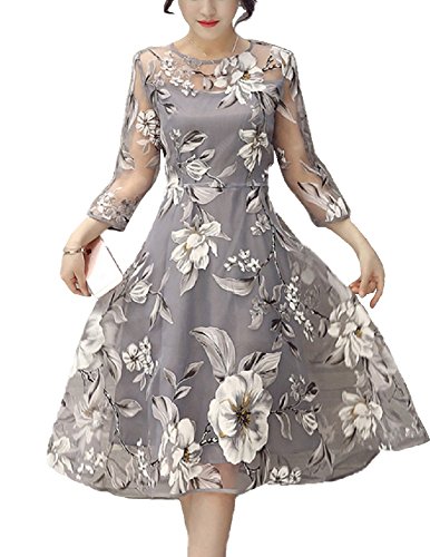 (サラキッド） SaraKid メッシュ 花柄 フレア ロング ワンピース オーガンジー ミモレ丈 レディース きれいめ エレガント