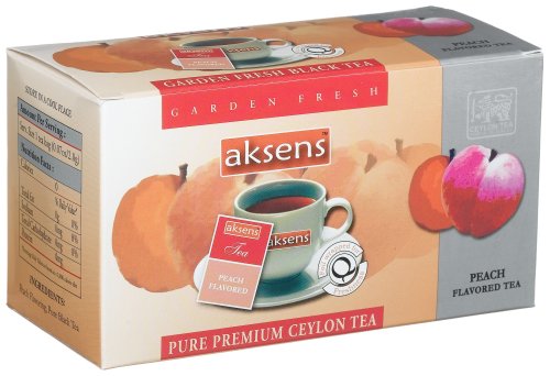 Aksens Pure Premium Ceylon Tea, Peach, 25-Count Teabags, 1.7-Ounce Boxes (Pack of 10) by Akens