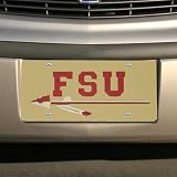 Florida State Seminoles (FSU) Gold Mirror License Plate W/Garnet "FSU" & Spear