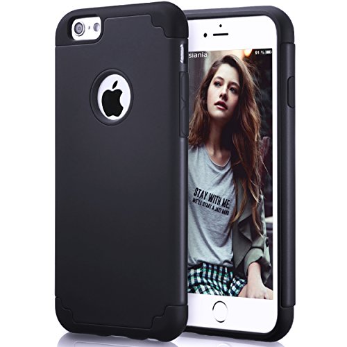 iPhone 6s Case,iPhone 6 Case,[4.7inch]by Ailun,Soft Interior Silicone Bumper&Hard Shell Solid PC Back,Shock-Absorption&Skid-proof,Anti-Scratch Hybrid Dual-Layer Slim Cover[Black]