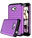 Lumia 640 Case, Style4U Studded Rhinestone Crystal Bling Hybrid Armor Case Cover for Microsoft Lumia 640 with 1 Style4U Stylus [Purple / Black]