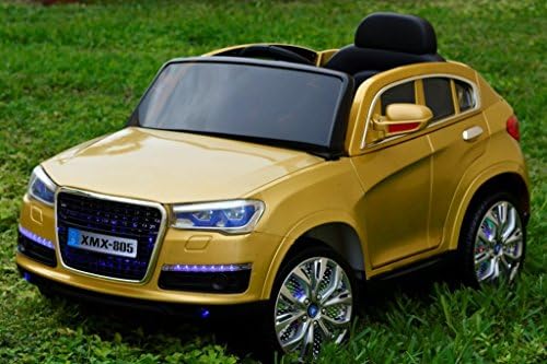 RIde On Powered Car Power Wheels 12 Volt Battery Powered Ride in Car Audi Q7 Style | LED wheels | MP3 Jack | Remote Control - Gold