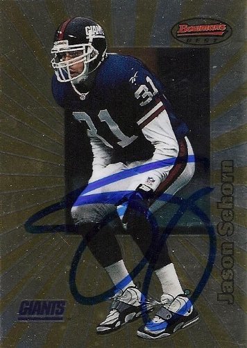 Jason Sehorn Autographed/Hand Signed Football Card (New York Giants) 1998 Bowmans Best #29