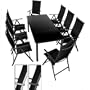 Salon de jardin terrasse Gris clair - Ensemble 8 chaises et table avec plateau en verre noir 190 x 87 x 74 cm DIVERSES COULEURS AU CHOIX