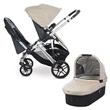 UPPAbaby 0112-LSY Lindsey VISTA Double Stroller Kit with Bassinet - Wheat