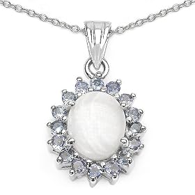 2.00 Carat Genuine Opal and Tanzanite Pendant by JewelzDirect