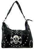 Black Western Rhinestone Skull Buckle Handbag Purse