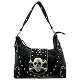 Black Western Rhinestone Skull Buckle Handbag Purse