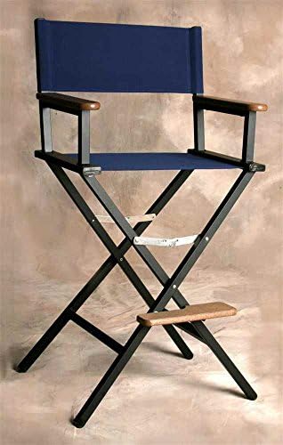 Folding Director Style Bar Chair w Fabric Seat in Marine Blue