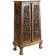 Handmade Asian Furniture - 50" Flower Vines Storage Cabinet / End Table - Dark Rich Finish