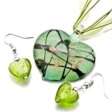 Pugster Green Heart Murano Glass Pendant