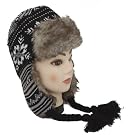 Womens/Ladies Snowflake Design Thermal Trapper/Ski Hat with Faux Fur and Tassels