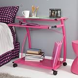 Calico Collection, Laptop Cart Pink with White Glass 50105
