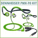 Sennheiser PMX-70 Sport Line Stereo Neckband Headphones 2-Pack w/ Splitter Adapter