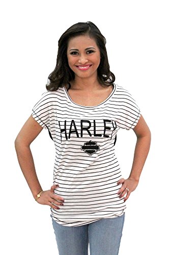 Harley-Davidson Womens Sweet Ride Caviar Beaded Striped Dolman Shirt
