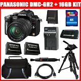 Panasonic Lumix DMC-GH2 16.05 MP Live MOS Interchangeable Lens Camera with 3-inch Free-Angle Touch Screen LCD and 14-140mm HD Hybrid Lens (Black) + (2Pcs) DMW-BLC12 Replacement battery + AC/DC Charger + 16GB SDHC Memory + Reader + Case + Tripod And More