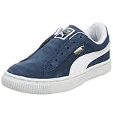 PUMA Little Kid Suede Fat Lace Sneaker,Dark Denim/White,13 M US Little Kid