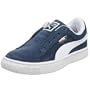 PUMA Little Kid Suede Fat Lace Sneaker,Dark Denim/White,13 M US Little Kid