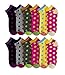 SHS Women's Ankle Socks Colorful Design Multi-Color 12 Pairs