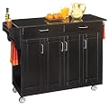 Kitchen Cart with Black Granite Top - Black