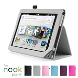 GMYLE(TM) Gray PU Leather Slim Folio Magnetic Flip Stand Case Cover with Wake Up Sleep Function for Barnes & Noble Nook HD+ Plus 9 ” inches Tablet