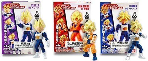DragonBall Kai 66 MM Shokugan Action Mini Figure - 3pcs Set by Dragonball z 66mm