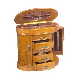 Mele 0079111 'Trinity' Burlwood Oak Jewelry Box