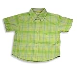 Cool Island - Toddler Boys and Boys Short Sleeve Plaid Button Down Shirt, Lime, Yellow, White (Size 3T)
