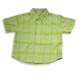 Cool Island - Toddler Boys and Boys Short Sleeve Plaid Button Down Shirt, Lime, Yellow, White
