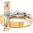 14K Two-Tone Gold Crucifix Man's Ring
