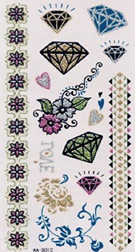 Wonbeauty high quality with fashionable design tempoary tattoos Colorful glittle Long pattern flowers, roses, diamond and jewelry design fake realistic tattoo stickers
