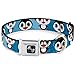 Buckle Down Cute Penguins Blue Bubbles Dog Collar Bone, Medium/11-17