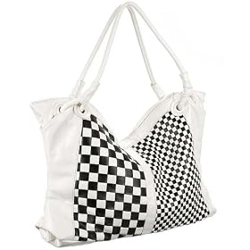 X-Large Off White & Black Woven Leather Lk Satchel Handbag