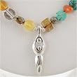 Turquoise, Amber and Sterling Silver Bead Necklace with Lunar Goddess Pendant, #9018