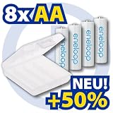 8 x Sanyo Eneloop Mignon Akkus Batterien AA in speziellen, robusten Akkuboxen von Energy Inside NEUESTE VERSION HR-3UTGA 50% mehr LEBENSDAUER bis 1500 LADEZYKLEN