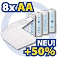 8 x Sanyo Eneloop Mignon Akkus Batterien AA in speziellen, robusten Akkuboxen von Energy Inside NEUESTE VERSION HR-3UTGA 50% mehr LEBENSDAUER bis 1500 LADEZYKLEN