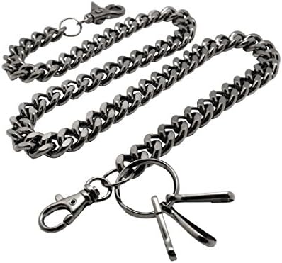Vlisout Heavy Thick Curb Cuban Link wallet chain Swivel Trigger snap Biker Punk Key chain (31", Gun-Metal)
