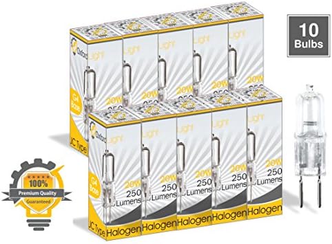 Oxford Light OL99935 (10 Pack) G4 12V JC Type, 20W, Halogen Light Bulb, Clear Bi-pin Base Halogen Lamp 10-Pack