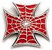 RED MALTESE CROSS Belt Buckle Spiderweb Biker Punk