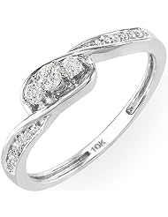 10k White Gold Round Diamond Ladies 3 Stone Engagement Promise Ring 1 4 Ct... by 