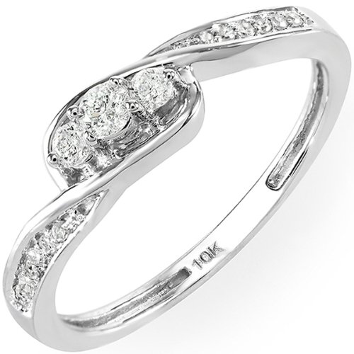 10k Gold Round Diamond Ladies 3 stone Engagement Promise Ring 1/4 CT (0.25 cttw, G-H Color, SI-I Clarity)