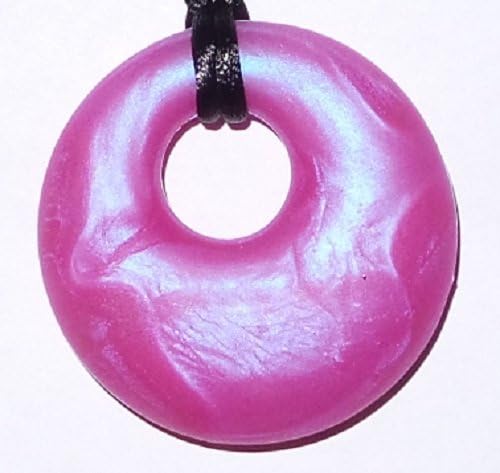 Baby Teething Necklace for Mom Pretty Donut Shaped Pendant (Metallic Pink)