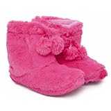 Childrens/Kids Girls Fluffy Indoor Footwear/Slippers with Pom Poms