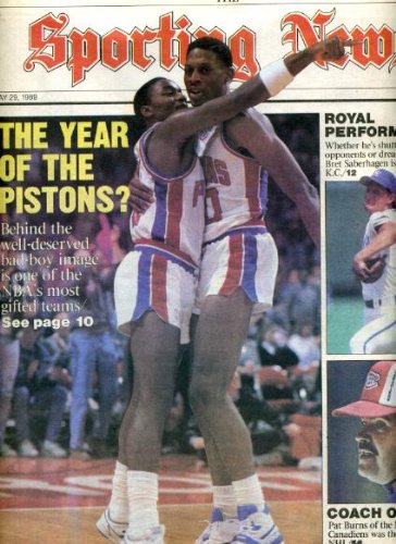 Sporting News May 29 1989 Isiah Thomas & Dennis Rodman/Detroit Pistons Cover, Bret Saberhagen/Kansas City Royals, LA Lakers Survive Without Magic Johnson