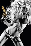 Produkt-Bild: Poster Femme Fatale - sexy Erotik schwarz/wei&szlig; Frau Waffe Pistole erotisch blond Akt - Maxiposter 61 x 91,5cm