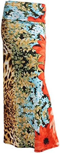 Gravity Threads Women's Poly Span Maxi Skirt, Floral Coral Leopard M