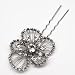 Antique Silver Hair Pin with Rhinestone, Bridal Pin 2095