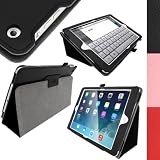 igadgitz Schwarz PU Ledertasche Hülle Folie für Apple iPad Air 2013 Mit Multi-Winkel Betrachtungs-stand + Auto Sleep/Wake + Displayschutzfolie