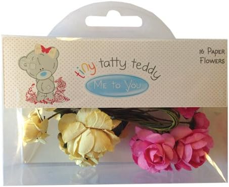 Tiny Tatty Teddy Girl Craft 3D Paper Flower Roses + Twine Stems (16pk)